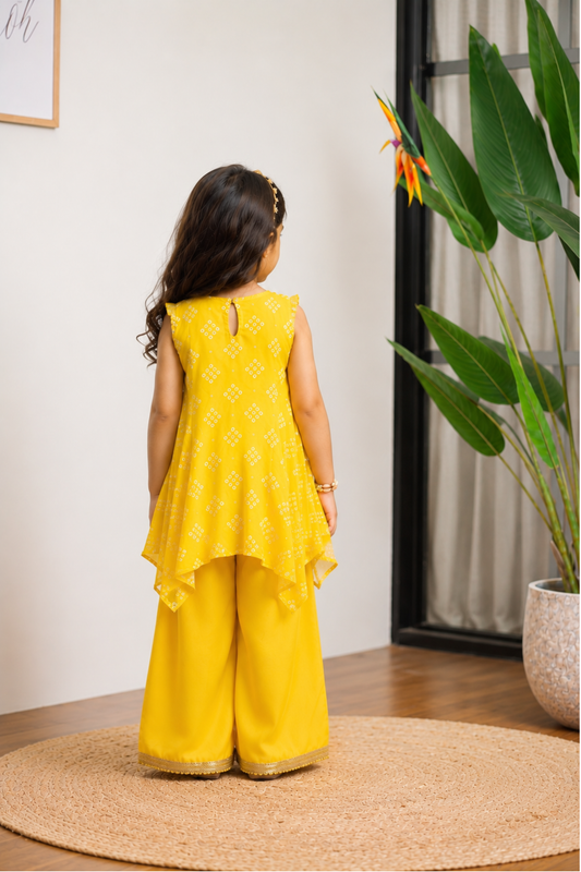 Yellow Bandhej Palazzo Set