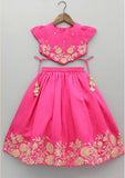 Pink Floral Embroidery and Embellished Top with Ghaghra