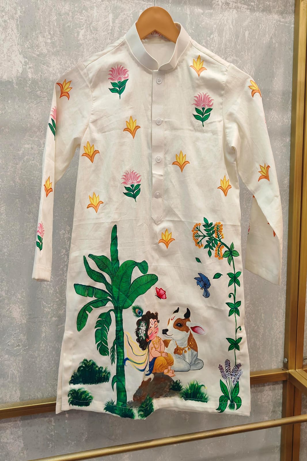Hand painted Krishna Kurta