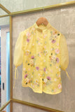 Yellow 3d flower Embroidered Top and Pant