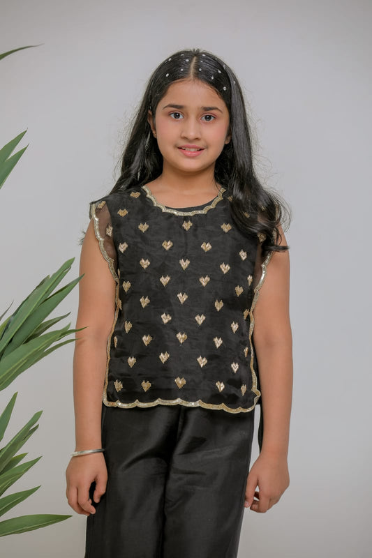 BLACK HEART BIB PANT SET