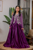 Purple Hand Embroidered Jacket Lehenga Set