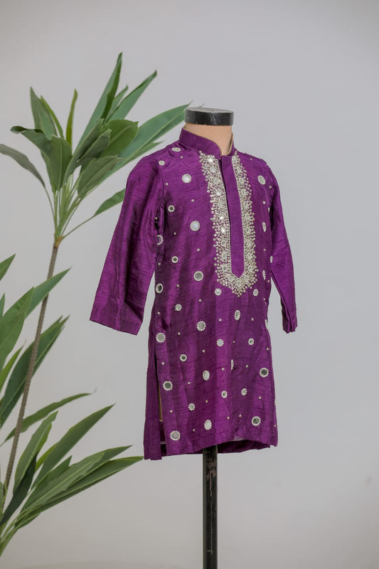 Purple mirror kurta