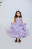 PURPLE HORSEHAIR STONE EMBROIDERED GOWN