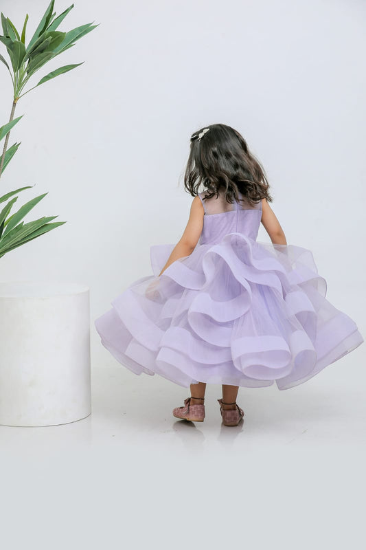 PURPLE HORSEHAIR STONE EMBROIDERED GOWN
