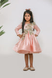 PEACH CUTDANA FLOWER DRESS WITH DETACHABLE RUFFLE
