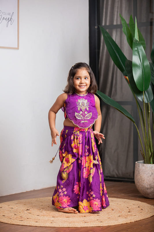 Purple Printed Bib Set