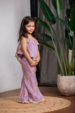 Lilac Chanderi Thread Embroidery Palazzo set