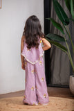 Lilac Chanderi Thread Embroidery Palazzo set
