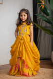 MUSTARD DRAPE GHAGRA