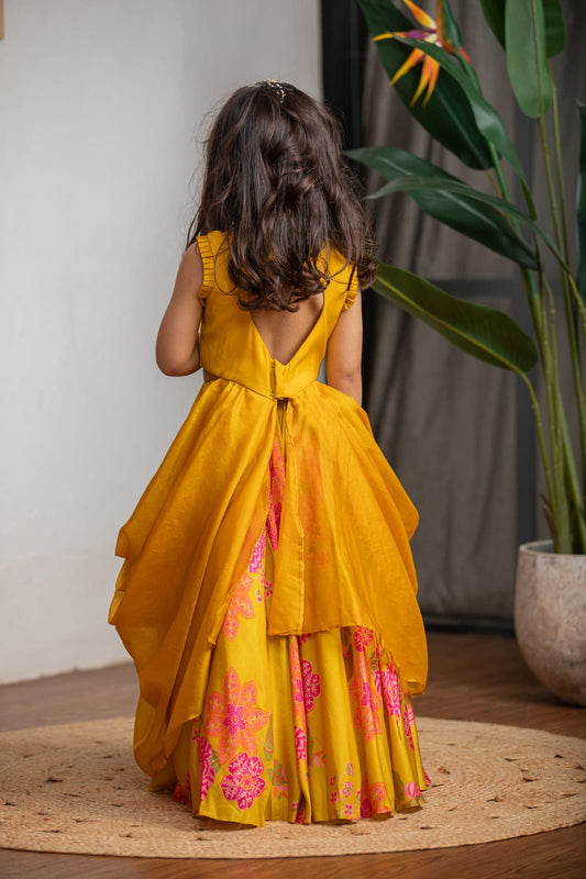 Mustard Drape Ghagra