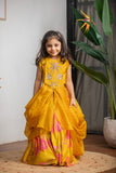 MUSTARD DRAPE GHAGRA