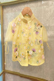 Yellow 3d flower Embroidered Top and Pant