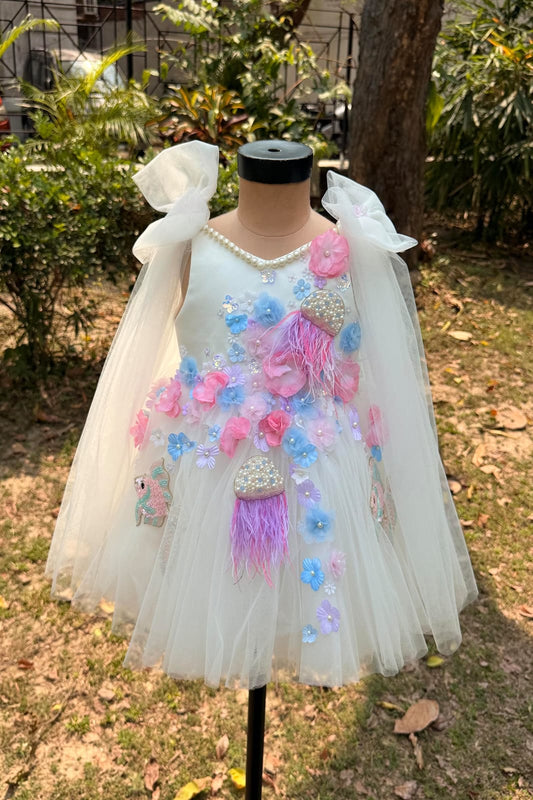 The Delicate White Dress in Sea theme