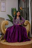 Purple Hand Embroidered Jacket Lehenga Set