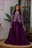 Purple Hand Embroidered Jacket Lehenga Set