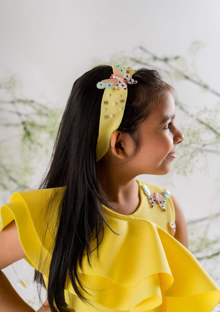 Yellow Butterfly Embroidered Dress