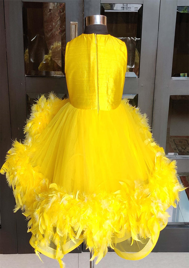 Yellow Heart Feather Gown