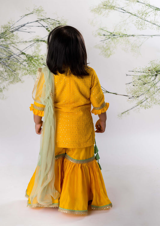 Yellow Chikankari Gharara Set