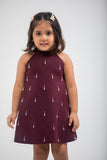 Wine Scuba Dress with Tassels