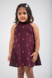 Wine Scuba Dress with Tassels