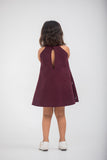 Wine Scuba Dress with Tassels