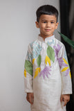 White Chanderi Applique Kurta