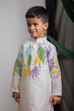 White Chanderi Applique Kurta