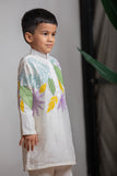 White Chanderi Applique Kurta