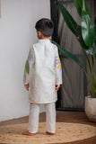 White Chanderi Applique Kurta