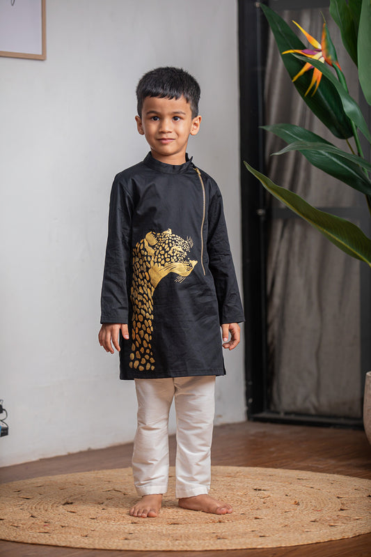 Black Cheetah Hand-Painted