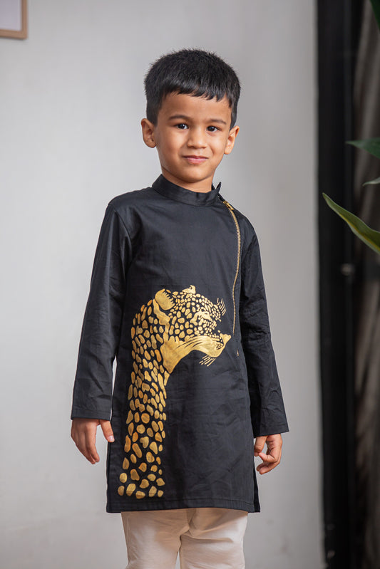 Black Cheetah Hand-Painted