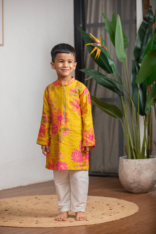 Mustard Printed Kurta
