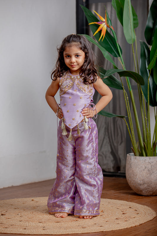Purple Zari Pant Set
