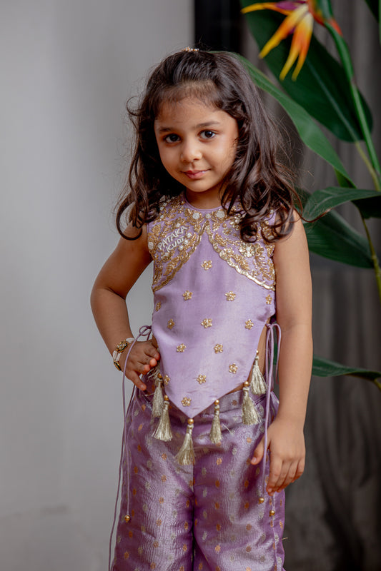Purple Zari Pant Set