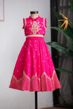 Pink Temple Embroidered Ghagra