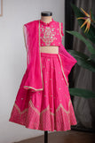 Pink Temple Embroidered Ghagra