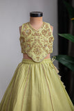 Green Hand Embroidered Kali Ghagra