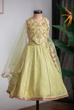 Green Hand Embroidered Kali Ghagra