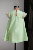Green Bow A Line Embroidered Dress