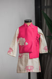 Lotus Embroidered Jacket With Kurta Pajaman
