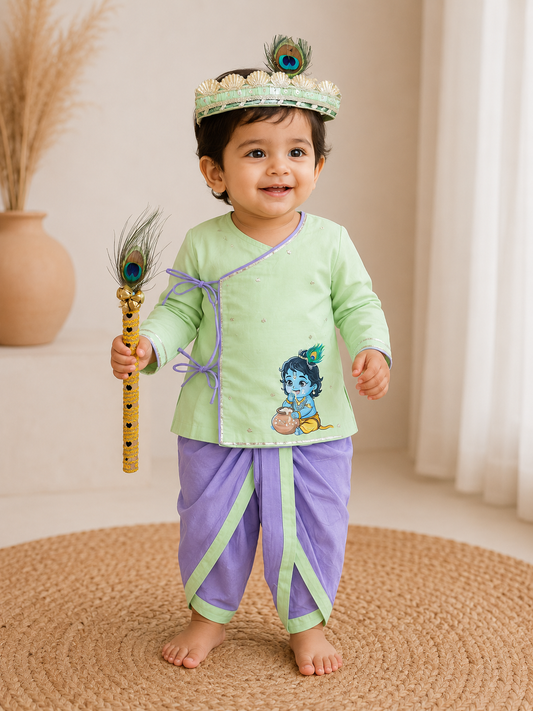 Lilac Green Handpainted Kanha Set