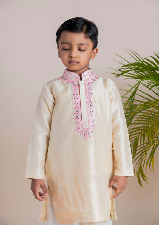 Beige Mirror Kurta Churidar