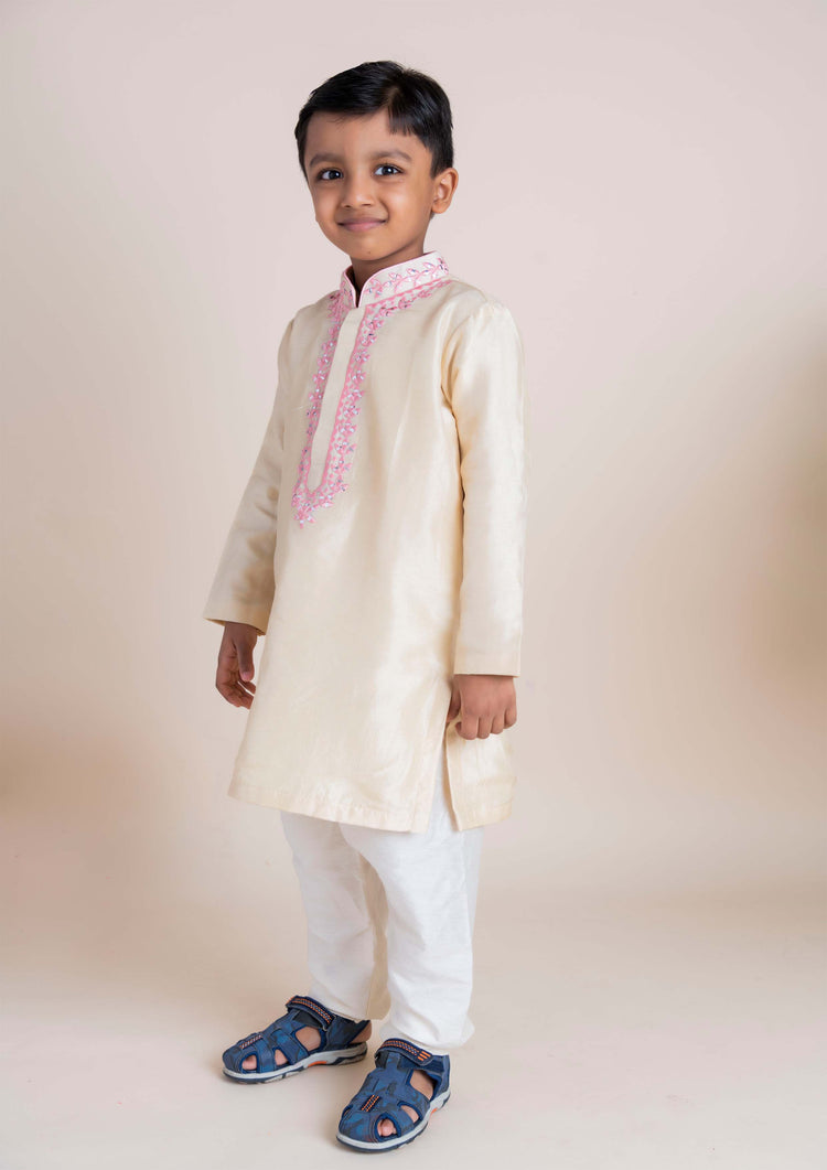 Beige Mirror Kurta Churidar