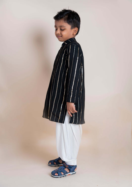 Black Sequins Kurta Patiala