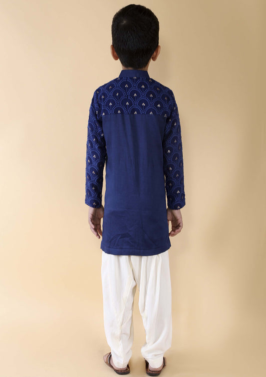 Blue Chikankari Kurta Patiala