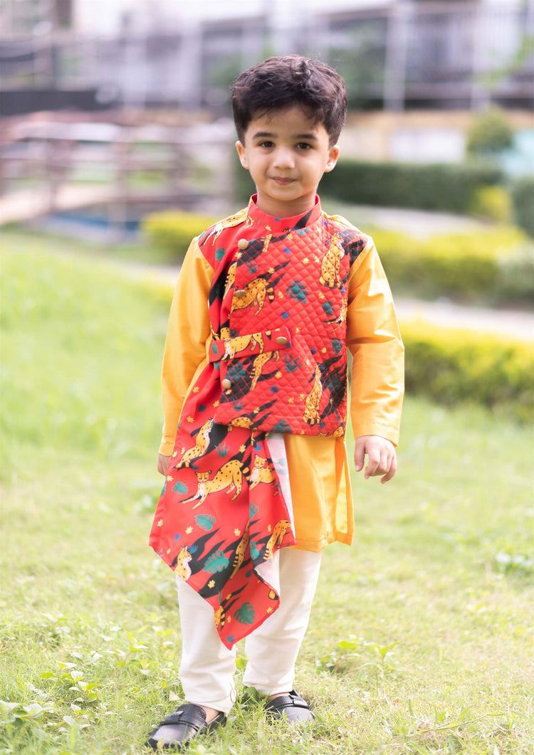 Leopard Drape Kurta Set