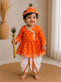 Orange Bandhej Dhoti Set