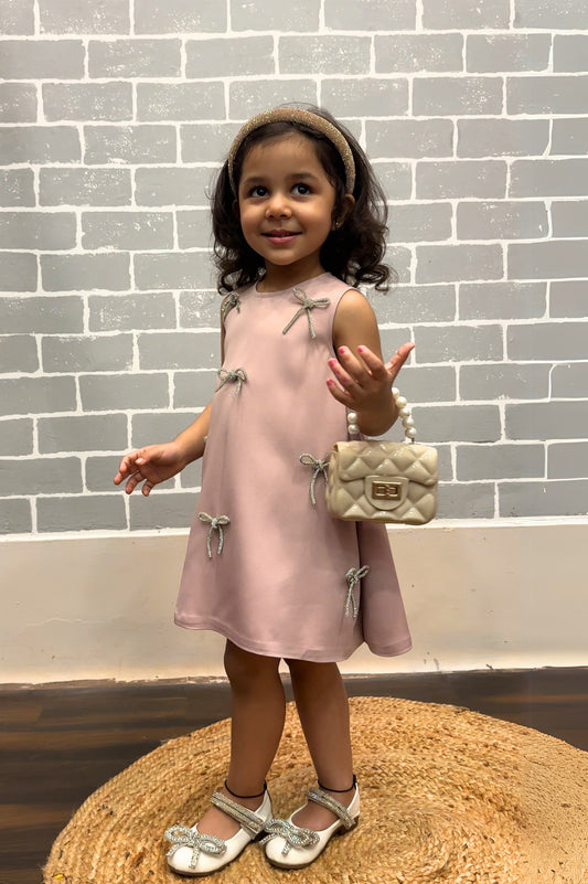 Onion pink dress with stone bows