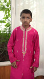 Pink Yellow Knot Embroidery Kurta